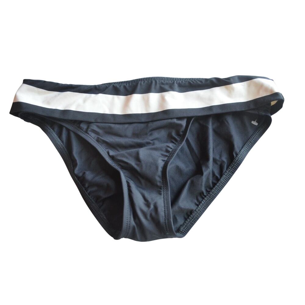 LA BLANCA, Size 4, Black w/ Ivory Stripe, Shirred Waist Bikini Bottom
